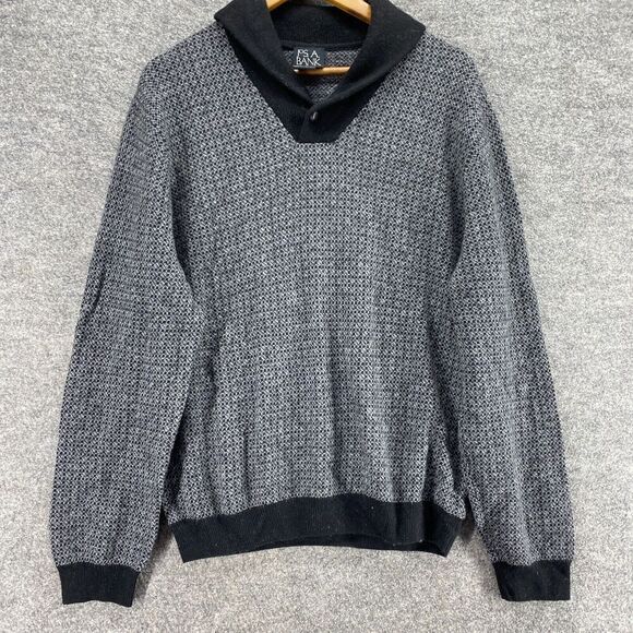 Jos. A. Bank Sweater Pullover Men M Medium Gray Collared Knit Wool Long Sleeve - Picture 4 of 8